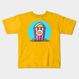 Popcorn Cartoon Vector Icon Illustration Kids T-Shirt